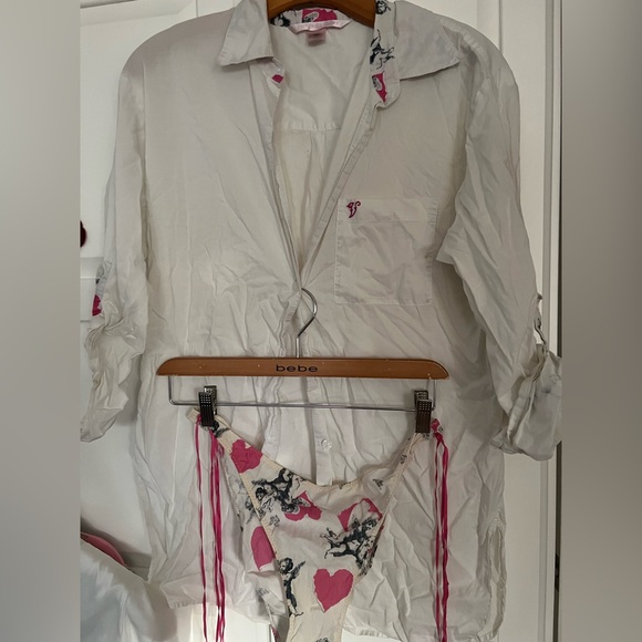 😍🦊pijama Shirt bikini set  Size XS &White lace inserted Top. bundle up for Free - Picture 13 of 15